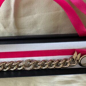 ✨ Victoria's Secret Gold Bracelet in Elegant Black Box with Pink Ribbon 🎀